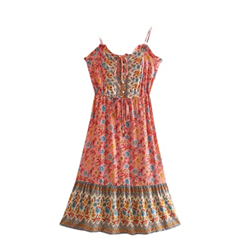 Robe de plage bohème en coton floral Adhdyuud 02 S pour femme