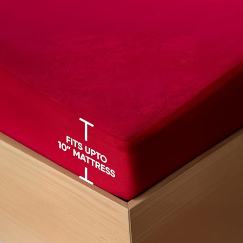 Image of Frido Waterproof Mattress Protector Single Size with 100% Spill-Proof TPU Membrane, Breathable Anti-Allergen Terry Fabric, Machine Washable, Bed Protector Cover (Deep Maroon, 78 Inches X 36 Inches)