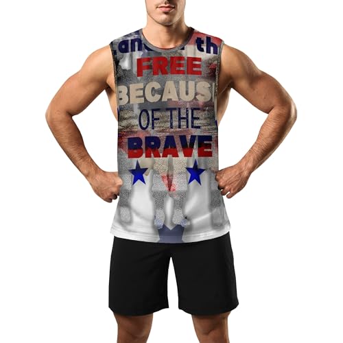 Image of Zhyaj Summer Tanks Top for Men Flag Graphic Print Sleeveless Shirts Casual Working Out Vest T-Shirts Loose-Fit Men's Tank