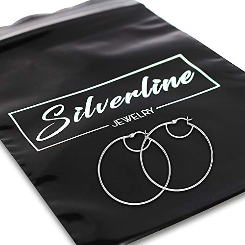 Silverline- Sterling Silver Click-Top Hoop Earrings Size 40Mm #TOP4