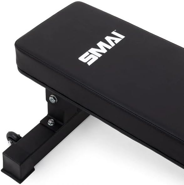 SMAI Flat Bench: Weight Strength Training with Upholstered Section, Easy Assembly & Rubber Feet