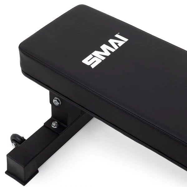 SMAI Flat Bench: Weight Strength Training with Upholstered Section, Easy Assembly & Rubber Feet