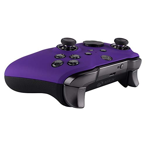 Extremerate Purple Soft Touch Grip Faceplate Cover, Front Housing Shell Case Replacement Kit For Xbox One Elite Series 2, Xbox Elite 2 Core Controller Model 1797 - Thumbstick Accent Rings Included #TOP6