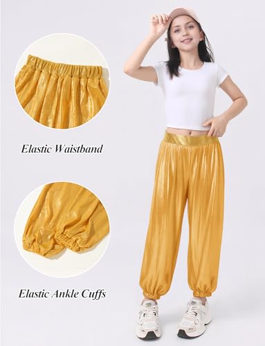 Metallic Cargo Pants for Girls Hip Hop Glitter Pants Dancing Shiny Pants Streetwear4