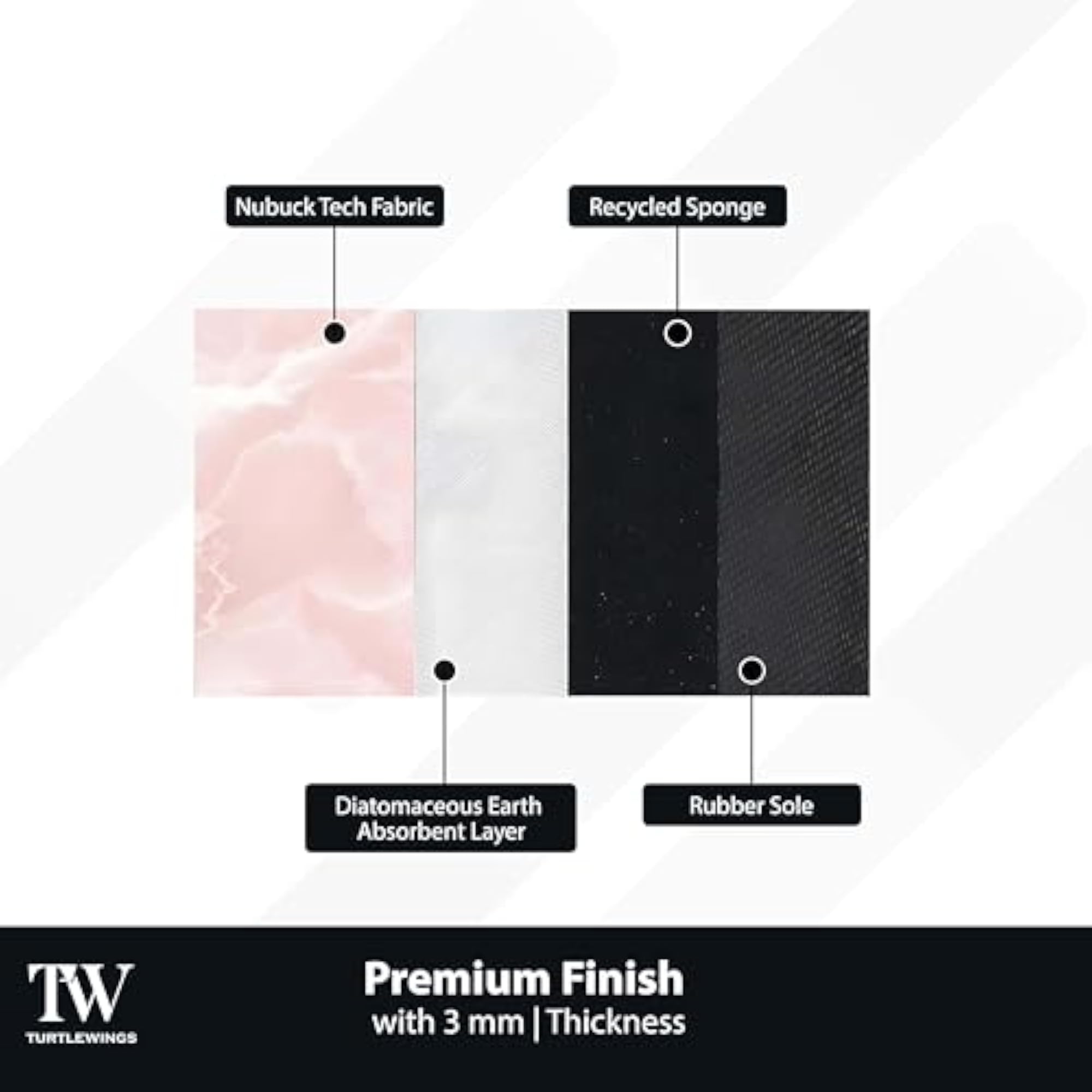 L Shape Kitchen Floor Mat, Pink Marble Design