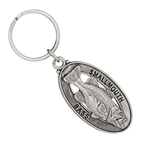 Image of Smallmouth Bass Keychain, Pewter, F086KC, 1 3 /4 inch, 100% Handmade in the USA, Fish Keychain, smallmouth, Bronzeback Key Chain, Key Ring, Key Fob, Fishing Gift, Over 200 Fish Designs Available., Medium