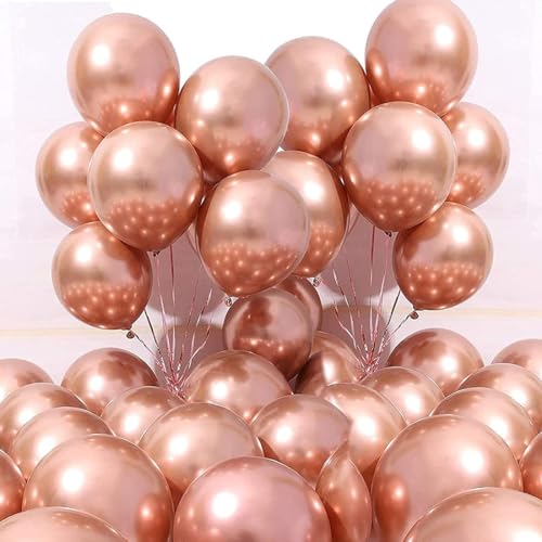 Image of Chrome Balloons, 30pcs 12inch Chrome Metallic Balloons for Birthday Decorations, Anniversary, Engagement, Wedding Decorations, Baby Shower, Festival Party Decorations (30 Pcs, RoseGold Ch)