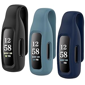 HSWAI 3-Pack Clips Replacement for Fitbit Inspire 2/Fitbit Inspire 3, Soft Comfortable Silicone Clip 360°Protection…