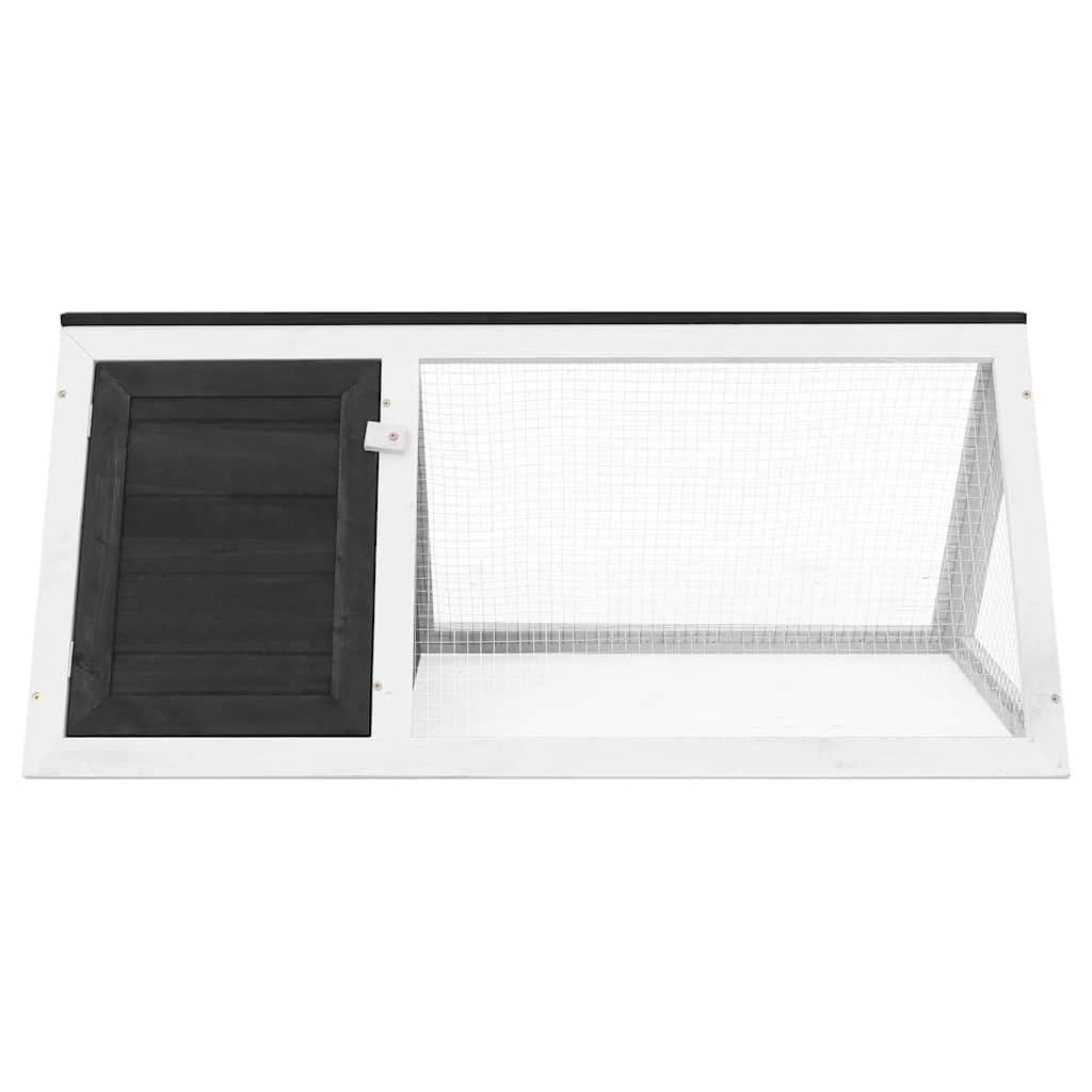 Cruscotto grigio legno per coniglio, gabbia piccolo animale in legno di abete trattato con griglia di ferro, porta facile da aprire per cibo, ideale per conigli e piccoli animali