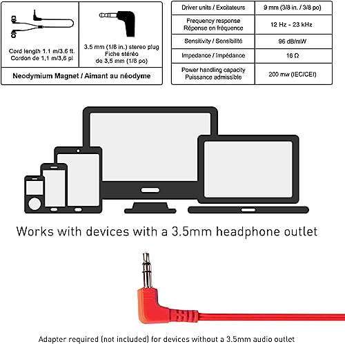 Panasonic ErgoFit In-Ear Earbud Headphones RP-HJE120-R (Red) Dynamic Crystal Clear Sound, Ergonomic Comfort-Fit - image 7
