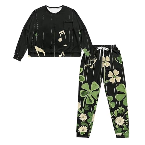 Image of Women's Pajamas Set Soft 2 Piece Loungewear Long Sleeve Pj Set Matching Sleepwear with Pockets for Women Plus Size