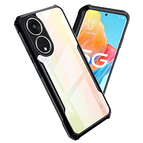 Image of A rtistque Clear Hard Transparent Acrylic Armor Anti-Drop Shockproof TPU Edge Back Cover Case for Oppo A1 Pro - Black
