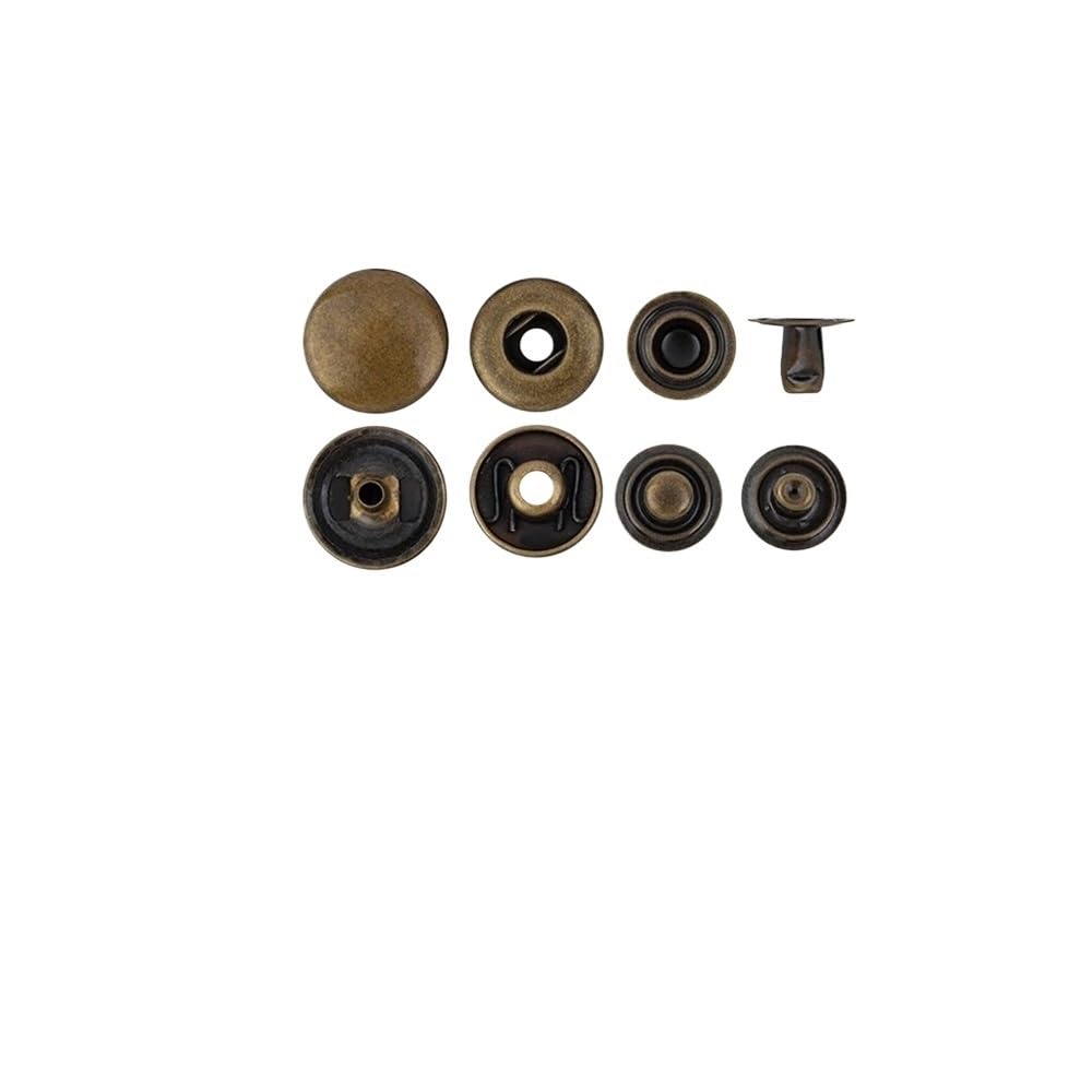 Sunrrafck Bronze 10Set Solid Brass Snap Buttons Fasteners Kit Metal Press Studs Bag Accessories For Leather,Clothes,Jacket(Bronze)