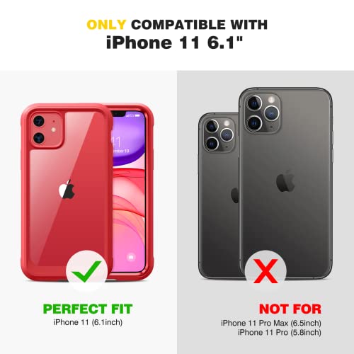 Diaclara Compatible with iPhone 11 Case, Full Body Rugged with Built-in Touch Sensitive Anti-Scratch Screen Protector, Soft TPU Bumper Case Clear Compatible with iPhone 11 6.1" (Red and Clear) - 8
