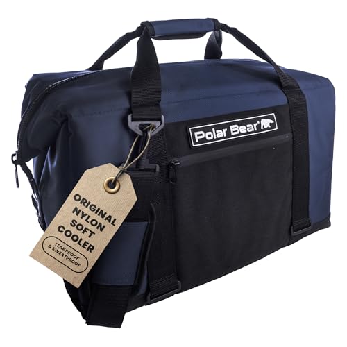 Polar Bear Coolers 24 Pack Original Nylon Soft Cooler Bag Insulated Leak Proof Beach Cooler Bag, Ice Cooler Bag for Travel | Heavy Duty Bag Cooler, Portable Cooler Bag | Sweat Proof Polar Bear Cooler