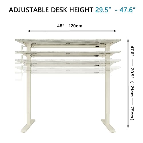 Win Up Time Manual Standing Desk Adjustable Height- Crank Mobile Standing Desk With Drawers- Computer Desk Sit Stand Desk Frame & Top, 48 X 24 Inches White Frame & Marbling Style #TOP2