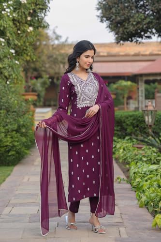 Kurta bordeaux de qualité supérieure en coton avec pantalon et dupatta finitions soignées S - 4