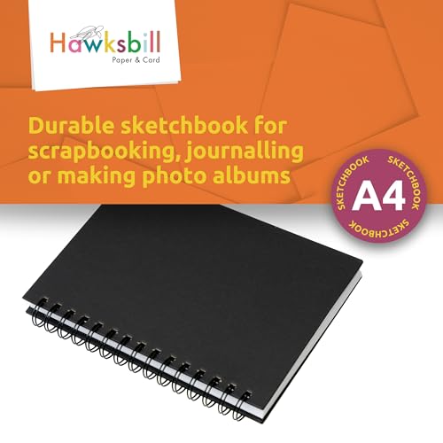 Hawksbill A4 Sketchbook Black Sketch Book 40 Sheets/80 Pages 150GSM Hardback Spiral Black Sketchbook Art Book for Home Uni College School & Office Use - Image 6