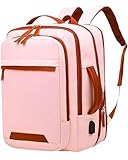 Mochila Viagem Feminina Expansível Viral Impermeável Resistente com Saída USB Multifuncional para Notebook 15,6' Rosa