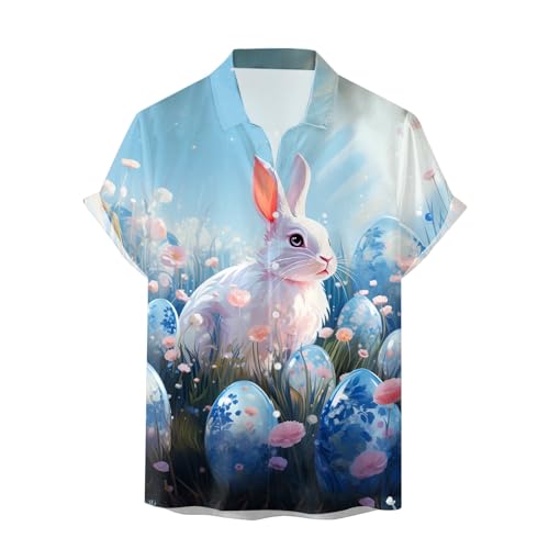 Camiseta deportiva de Pascua para hombre, conejito de pascua, lindo conejo, gráfico, camiseta de verano con lentejuelas, informal, divertido, animal, cuello redondo, manga corta, cuello redondo, Z5
