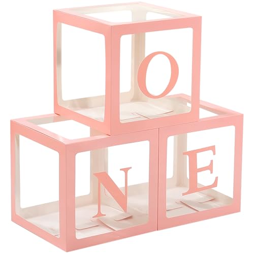 One Boxes for 1st Birthday One Balloon Box Pink First Birthday Balloons Boxes for Girl Party Decorations Backdrop Photo Shoot Prop