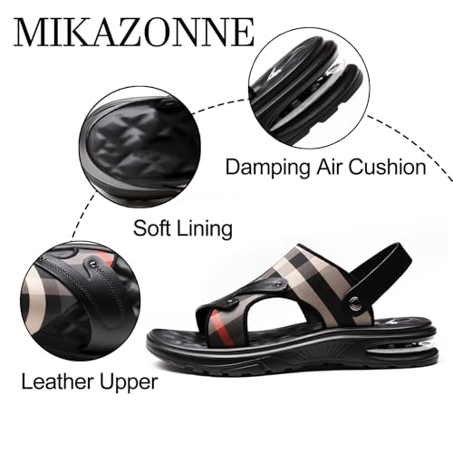Men's Leather Adjustable Back Strap Flats Sandals Comfort Open Toe Slip-On Non-Slip Dual Use Strap Beach Sandals Casual Summer Air Cushion Slidess3