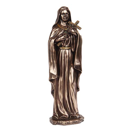 PTC 10 Inch Saint Therese with Cross Bronze Finish Statue Figurine