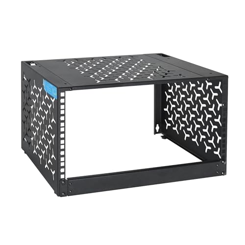 OCEANHUG 6U Wall-Mount & Desktop Server Rack 12 Depth Foldable with 1U Blank Panel - Open Frame for Shallow Servers/IT Gear/Switches &19 Standard Devices