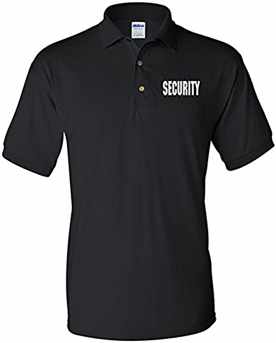 Gildan Peerless Embroidery Security Silkscreen Front & Back Black Sport Polo (X-Large)