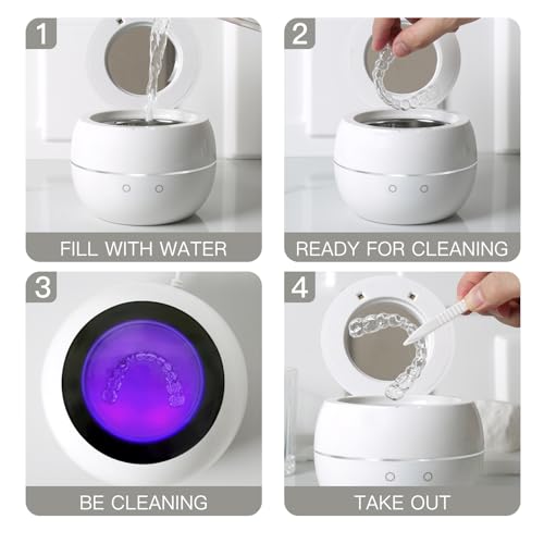Amdisi JS01 Ultrasonic Cleaner Retainer Cleaning Machine, 44Khz Jewelry Clean Pod 250Ml Portable Ultra Sonic Retainer Cleaner For Mouth Guard Denture, Aligner - Professional Dental Cleaning Braces Night Guard thumb #5
