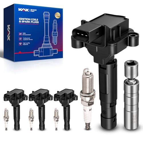 Image of KAX Ignition Coils & Spark Plugs Set Fit for Benz C230 2003-2005 UF555 | (w /tool)