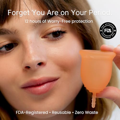 Image of Lena Sensitive Menstrual Cup - Ultra Soft Medical-Grade Silicone Period Cups for Women Heavy Flow, Beginner-Friendly, Reusable 12-Hour Leak-Free Comfort & Feminine Care - Large, Clear