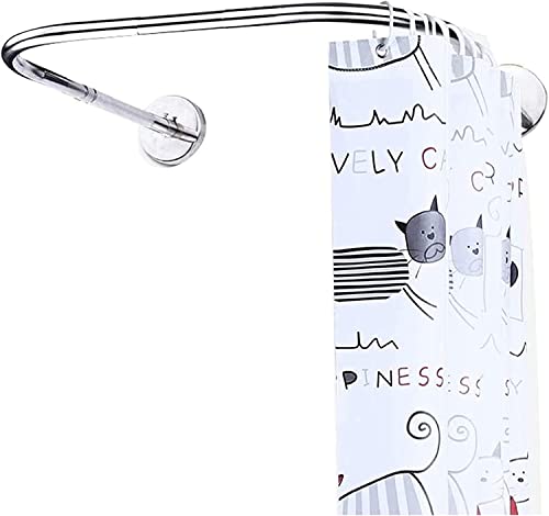 Barre de rideau de douche d'angle en U extensible et réglable pour salle de bain