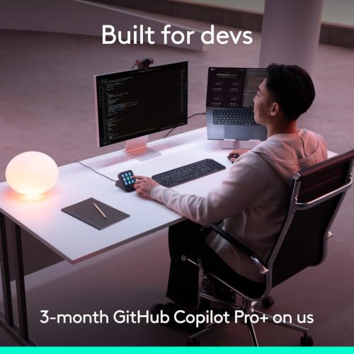 Image of Logitech MX Keypad, Programmable Macro Pad for Developers 9 LCD Keys, App-Aware Profiles for VS Code, GitHub Copilot, IntelliJ, Automation, USB-C, Windows, macOS - Graphite