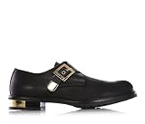  TWIN-SET - Zapato bajo negro de cuero, con cierre de hebilla, logo trasero en etiqueta dorada, Niña, Chica, Mujer-35