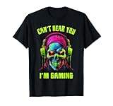 Gamer Shirt for Boys Teens Men Video Gaming Funny Skull T-Shirt