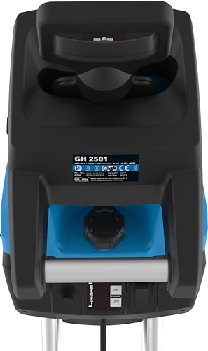 Güde Gartenhäcksler GH 2501 (2500 W, Messertechnik, wartungsarm, Selbsteinzug, Transporträder, Überlastsicherung, max. Astdicke 45 mm, inkl. Fangsack 45 L und Zuführhilfe)