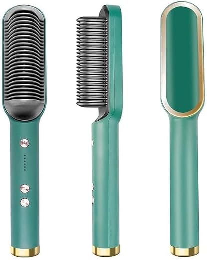 Peace Tech 2in1 Hair Straightener & Curler Brush, Hair Straightening Iron With Built-in Comb, Fast Heating & 6 Temp Settin...