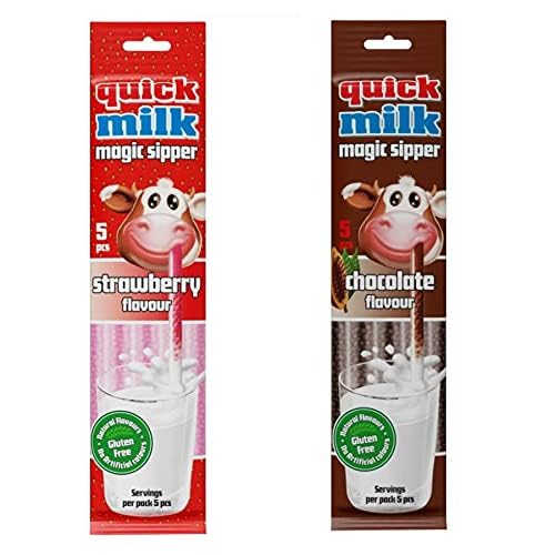 Image of Quick Milk Magic Sipper Straw Combo Pack, Strawberry, Chocolate, Guten Free 30 G Pack Of 2,Bar