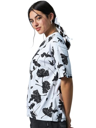 Image of Bewakoof Women's 100% Cotton Oversized Fit Round Neck T-Shirt
