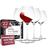 Gusto Nostro Juego de 4 Copas de Vino de Cristal – Copas de Vino Tinto Grandes Elegantes, Altas y Aptas para Lavavajillas - Regalo Ideal Boda Navidad Aniversario