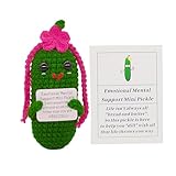 KALAWALK Funny Crochet Pickles 1 Pcs with Affirmations Cards for Inspirational Novelty Good Luck Gift and Party Decorations (KK-CKD04- REDCUM)