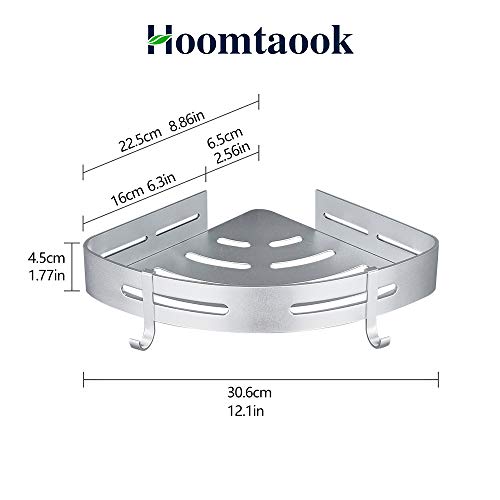 Hoomtaook Corner Caddy Bathroom Shower Shelf Wall Mounted No Drilling 2 Tier Storage Shelves Adhesive Triangle Baskets Silver Bathroom Kitchen Storage Basket - Image 3