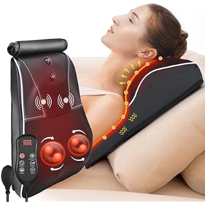 Shiatsu Neck And Back Massager With Heat,Neck Massager For Pain Relief Deep Tissue,3D Kneading Massage Pillow For Back,Shoulder,Leg,Gifts For Mom,Dad,Women (Black)