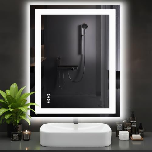 DUMOS 32.1"x40.1" LED Bathroom Mirror, Smart Anti-Fog Bathroom Vanity Mirror with Front Light & Backlit, 3 Color Temperatures, Dimmable, Memory Function
