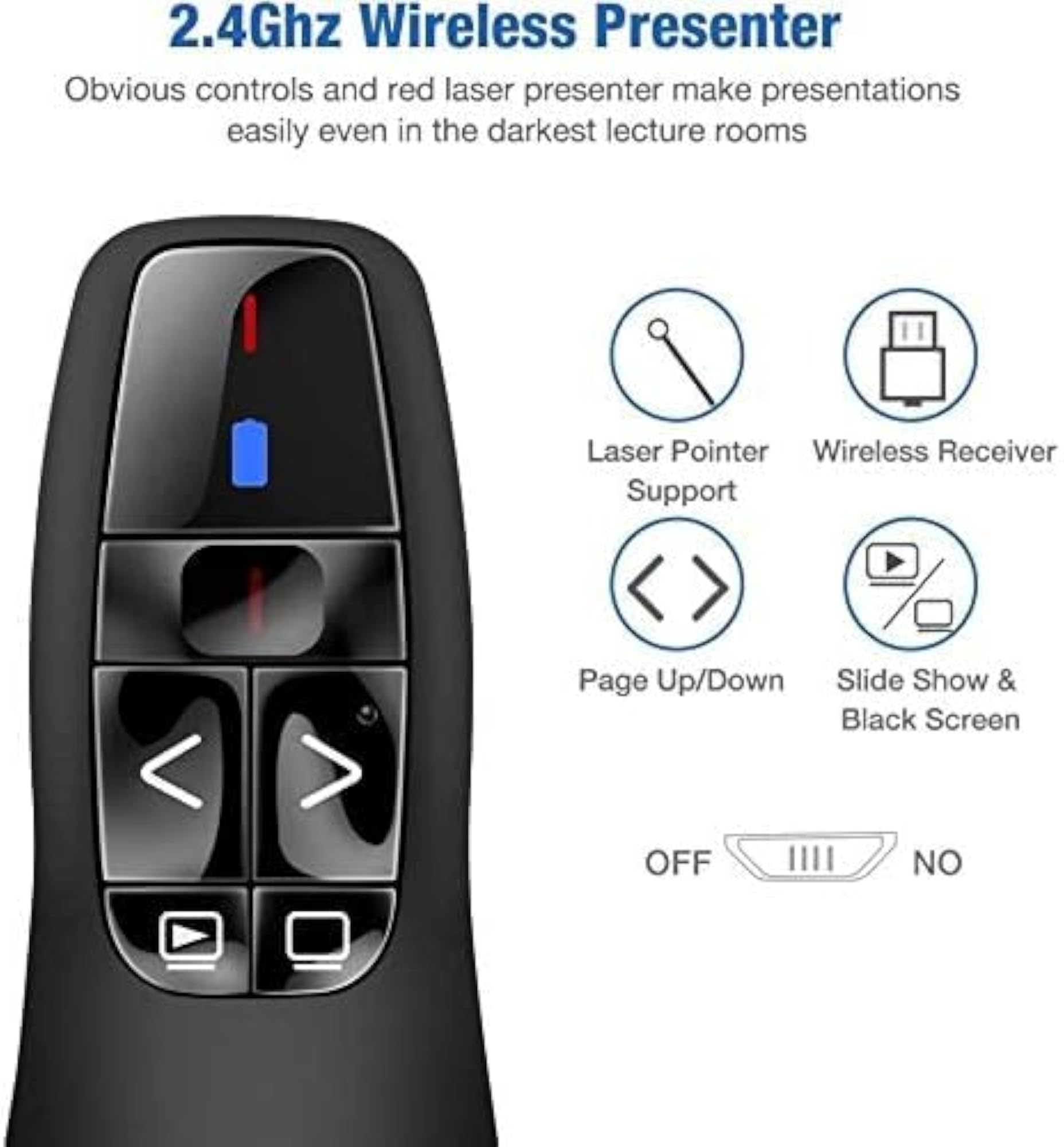 Wireless Presenter Remote Controller with Red Laser Pointer