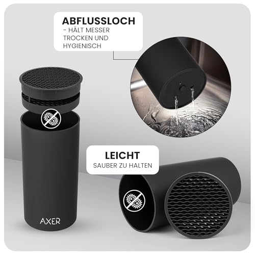 Axer Universal Messerblock ohne Messer Schwarz - Große Unbestückte Messerblöcke für über 8 Messer - Messerblock Schwarz - Empty Knife Block… – Ansicht 3
