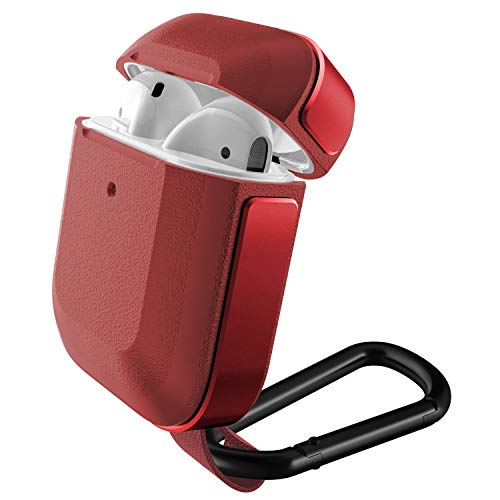 Raptic Trek Series, Apple AirPods 1 & 2 Case (Formerly X-Doria Trek) - Anodized Aluminum, TPU, and Polycarbonate Protective Case for Apple AirPods 1 & 2, (Red)
