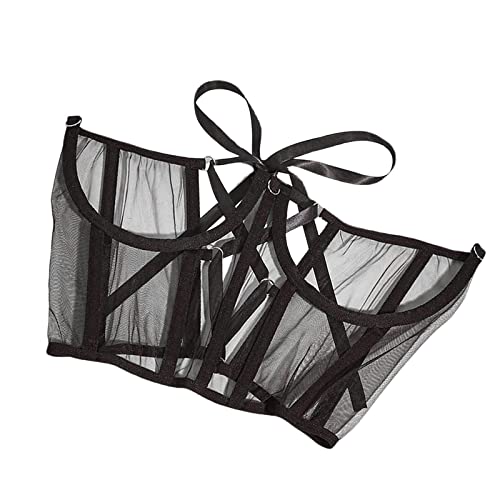 Lace Corset Waist Belt, Mesh Underbust Adjustable Decorative Dress Belts - Main Image