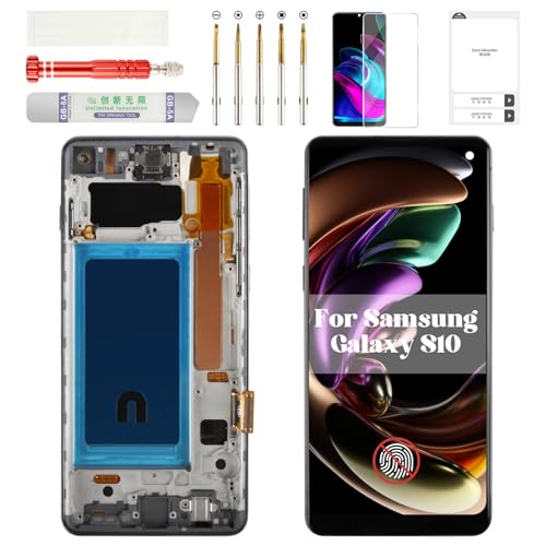 TFT for Samsung S10 LCD Screen Replacement 4g for Samsung Galaxy S10 4g Screen Display for Samsung S10 Digitizer Touch with Frame SM-G973 Black (Without Fingerprint Function)